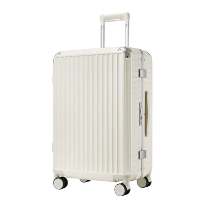 Kono KSK2693 Mid-Size Luggage in White (66.5x44x27cm)- Zipperless Medium Checked Suitcase with Reinforced Aluminium Frame, TSA Lock and Smart Travel Features