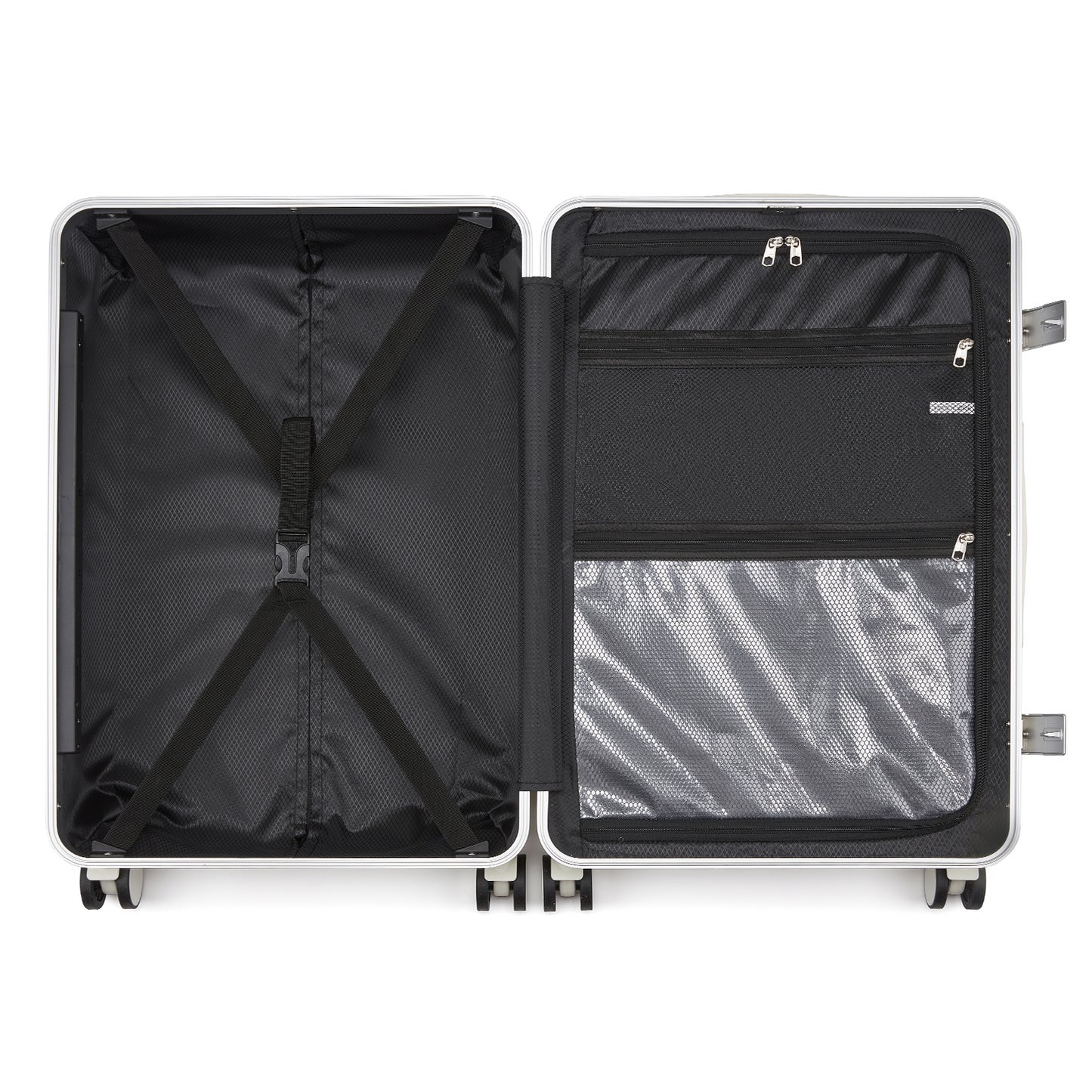 Kono KSK2693 Mid-Size Luggage in White (66.5x44x27cm)- Zipperless Medium Checked Suitcase with Reinforced Aluminium Frame, TSA Lock and Smart Travel Features