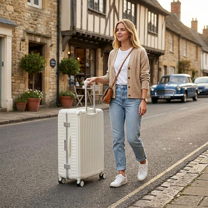 KSK2693 - Kono 28-Inch Large Suitcase with Reinforced Aluminium Frame, TSA Lock, Checked Luggage with Smart Travel Features - White