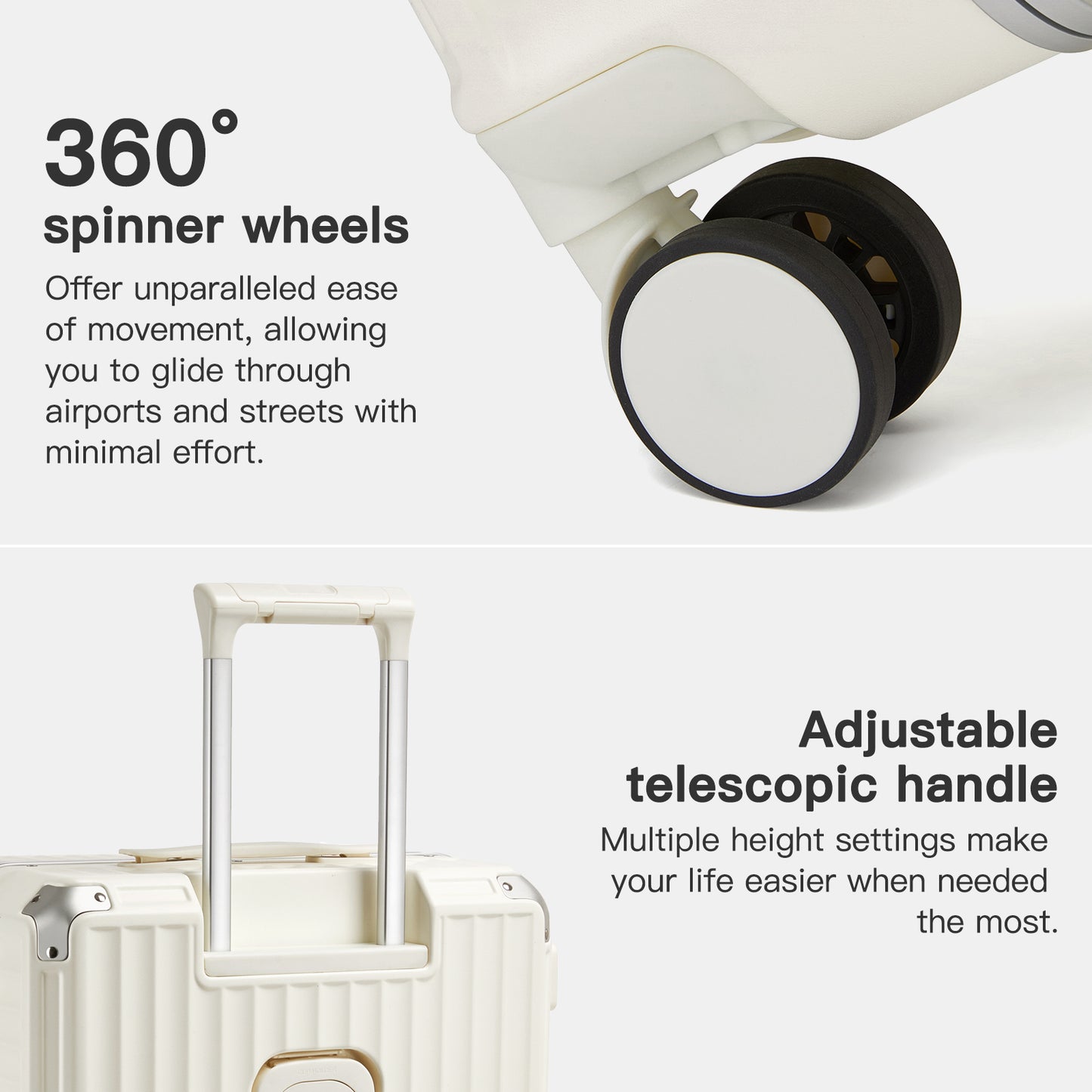 Kono KSK2693 Mid-Size Luggage in White (66.5x44x27cm)- Zipperless Medium Checked Suitcase with Reinforced Aluminium Frame, TSA Lock and Smart Travel Features