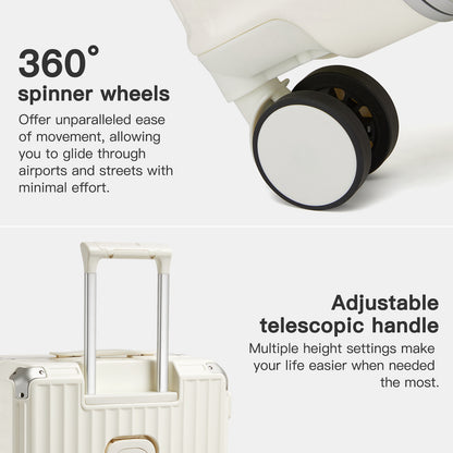 Kono KSK2693 Mid-Size Luggage in White (66.5x44x27cm)- Zipperless Medium Checked Suitcase with Reinforced Aluminium Frame, TSA Lock and Smart Travel Features