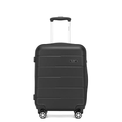 Kono KSK2694 Cabin Luggage in Black (55x40x20 cm) - Hard Shell Carry-On Suitcase with Silent Wheels & Organised Interior