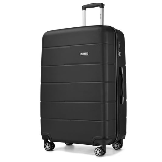 Kono KSK2694 Large Luggage in Black (76x50x29 cm) - Hard Shell Checked-In Suitcase with Silent Wheels & Organised Interior