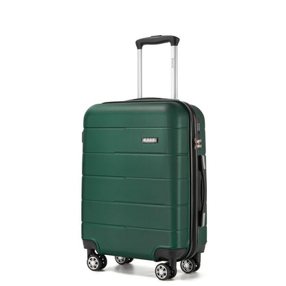 Kono KSK2694 Cabin Luggage in Green and Black (55x40x20 cm) - Hard Shell Carry-On Suitcase with Silent Wheels & Organised Interior