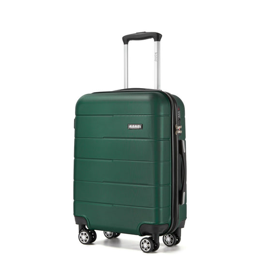 Kono KSK2694 Cabin Luggage in Green and Black (55x40x20 cm) - Hard Shell Carry-On Suitcase with Silent Wheels & Organised Interior