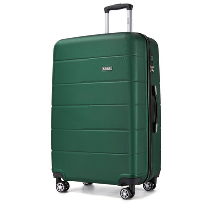 Kono KSK2694 Large Luggage in Green and Black (76x50x29 cm) - Hard Shell Checked-In Suitcase with Silent Wheels & Organised Interior