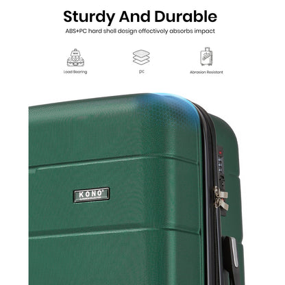 Kono KSK2694 Mid-Size Luggage in Green and Black (66x44x25 cm) - Hard Shell Checked-In Suitcase with Silent Wheels & Organised Interior