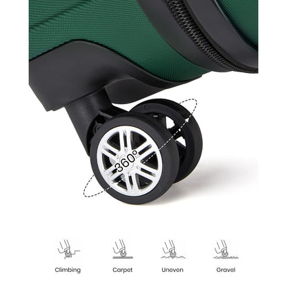 Kono KSK2694 Large Luggage in Green and Black (76x50x29 cm) - Hard Shell Checked-In Suitcase with Silent Wheels & Organised Interior
