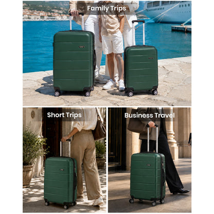 Kono KSK2694 Mid-Size Luggage in Green and Black (66x44x25 cm) - Hard Shell Checked-In Suitcase with Silent Wheels & Organised Interior