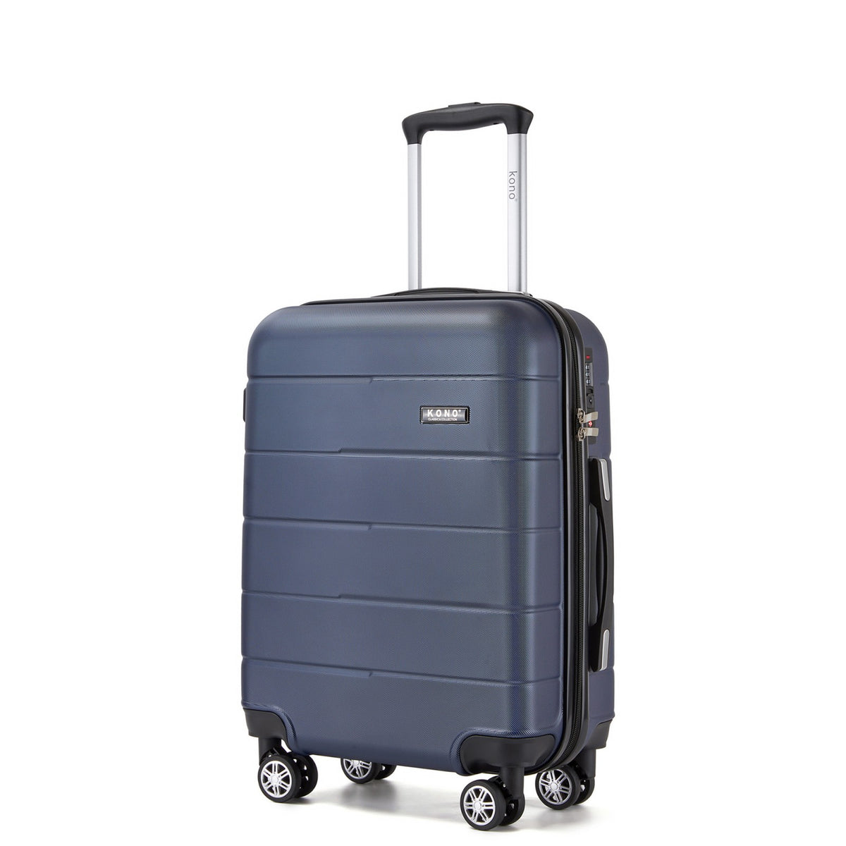 Kono KSK2694 Cabin Luggage in Navy and Black (55x40x20 cm) - Hard Shell Carry-On Suitcase with Silent Wheels & Organised Interior