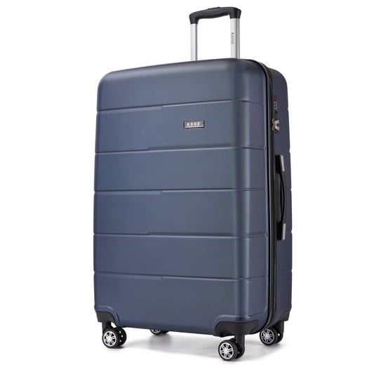 Kono KSK2694 Large Luggage in Navy and Black (76x50x29 cm) - Hard Shell Checked-In Suitcase with Silent Wheels & Organised Interior