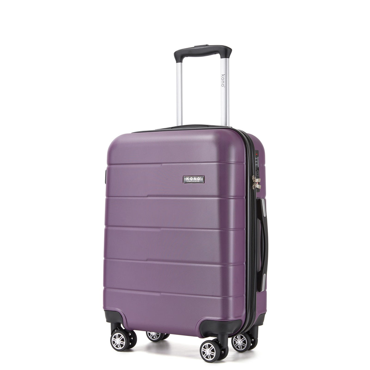 Kono KSK2694 Cabin Luggage in Purple and Black (55x40x20 cm) - Hard Shell Carry-On Suitcase with Silent Wheels & Organised Interior