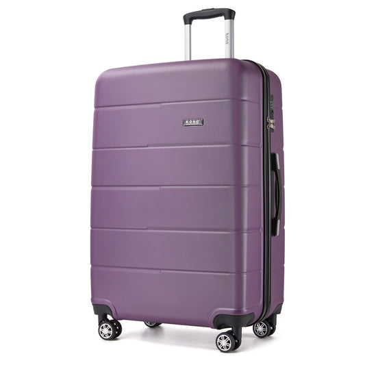 Kono KSK2694 Large Luggage in Purple and Black (76x50x29 cm) - Hard Shell Checked-In Suitcase with Silent Wheels & Organised Interior