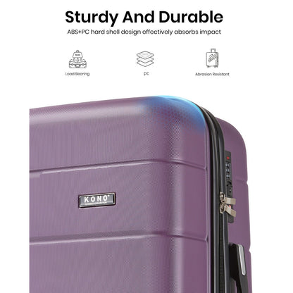 Kono KSK2694 Mid-Size Luggage in Purple and Black (66x44x25 cm) - Hard Shell Check-In Suitcase with Silent Wheels & Organised Interior