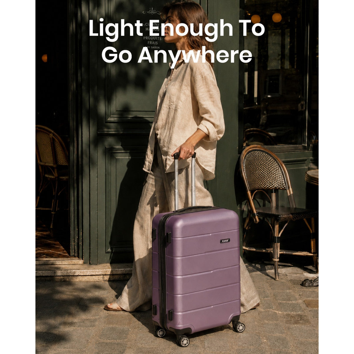Kono KSK2694 Mid-Size Luggage in Purple and Black (66x44x25 cm) - Hard Shell Check-In Suitcase with Silent Wheels & Organised Interior