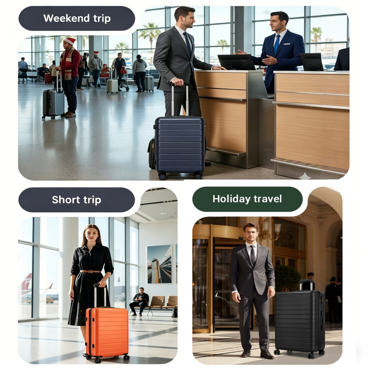 KSN2691 - 20 Inch Carry-On Luggage, Lightweight ABS Hard Shell Suitcase with 360 Silent Wheels, Combination Lock & Organised Interior - Black