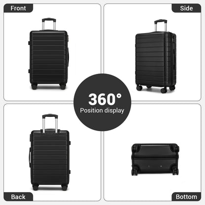 KSN2691 - 20 Inch Carry-On Luggage, Lightweight ABS Hard Shell Suitcase with 360 Silent Wheels, Combination Lock & Organised Interior - Black