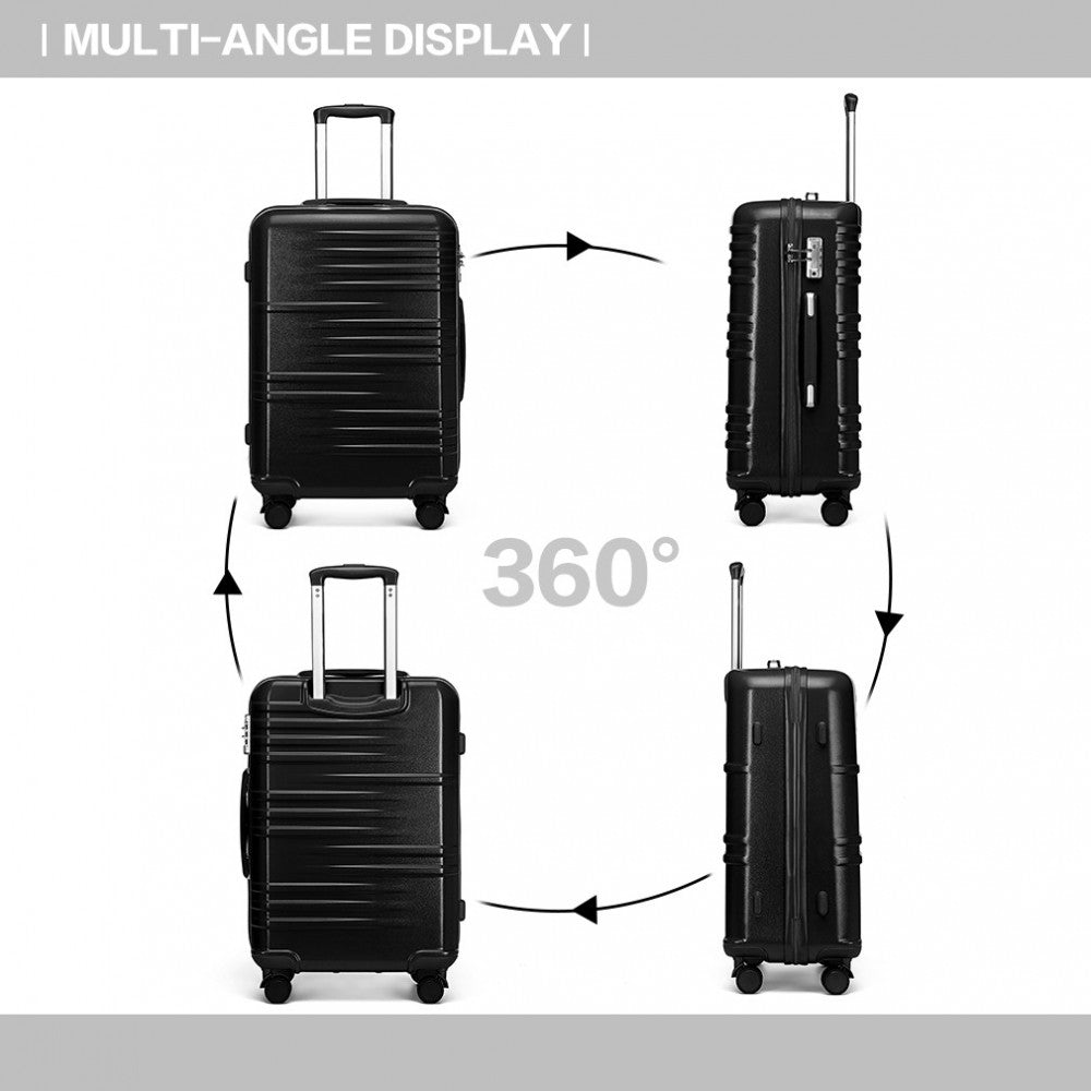 British Traveller K2391L Large Luggage in Black (74.5x49x30.5 cm) - Durable Polycarbonate and ABS Hard Shell Suitcase With TSA Lock - Luggage eStore