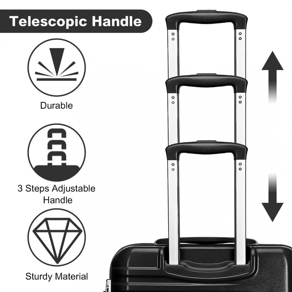 British Traveller K2391L Large Luggage in Black (74.5x49x30.5 cm) - Durable Polycarbonate and ABS Hard Shell Suitcase With TSA Lock - Luggage eStore