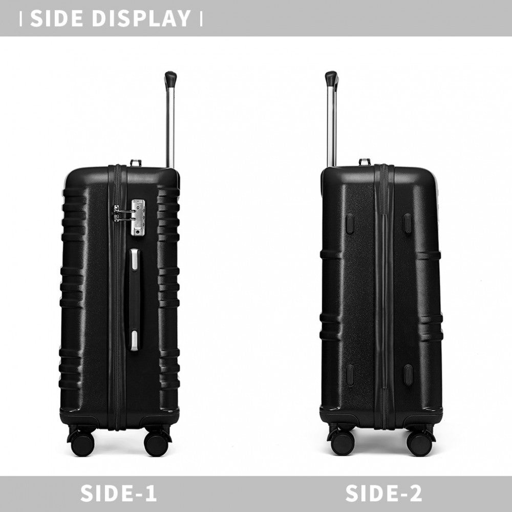 British Traveller K2391L Large Luggage in Black (74.5x49x30.5 cm) - Durable Polycarbonate and ABS Hard Shell Suitcase With TSA Lock - Luggage eStore