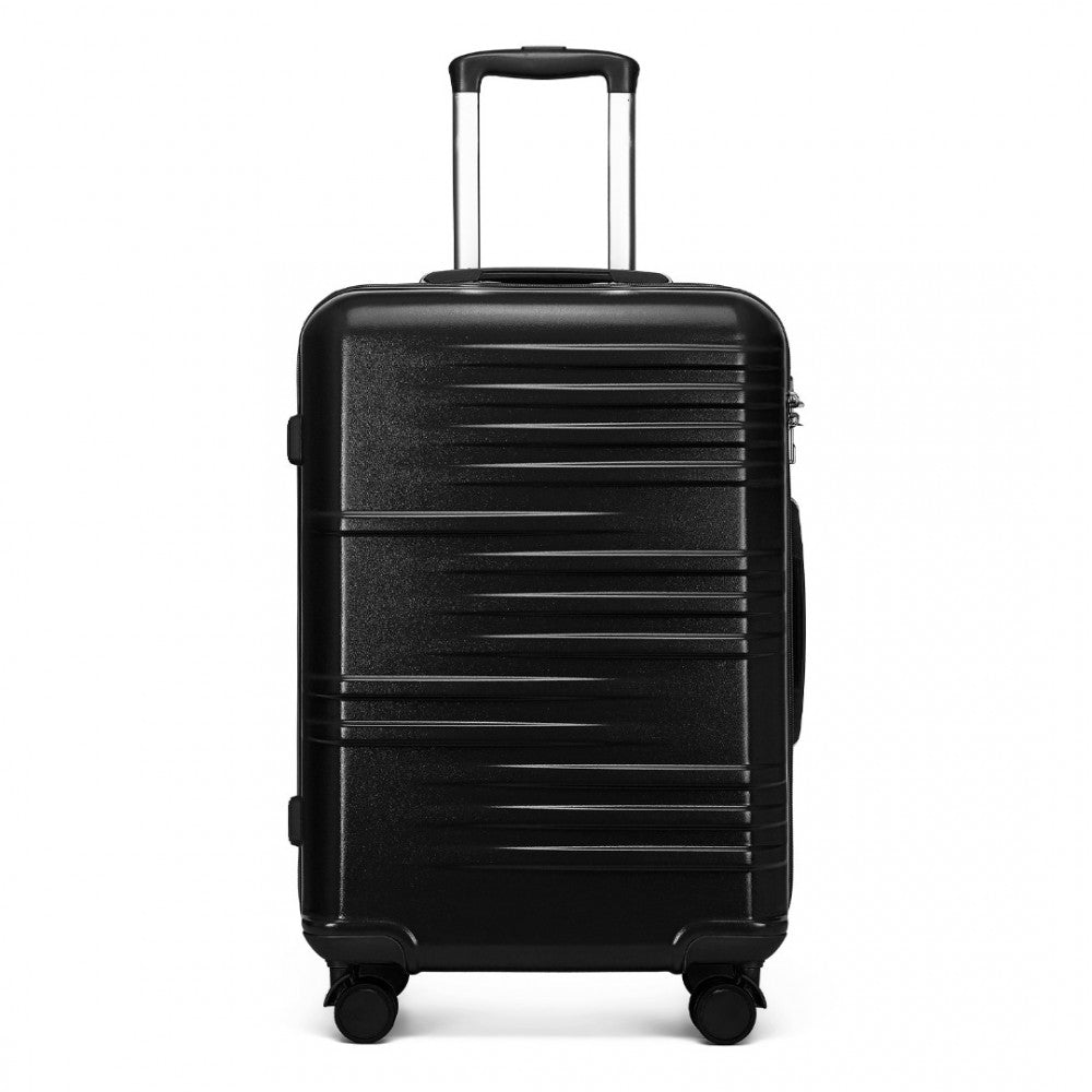 British Traveller K2391L Large Luggage in Black (74.5x49x30.5 cm) - Durable Polycarbonate and ABS Hard Shell Suitcase With TSA Lock - Luggage eStore