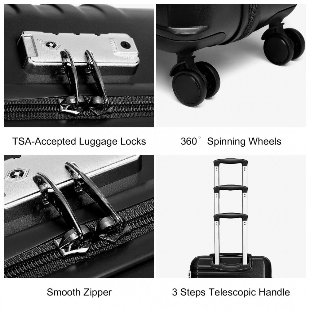 British Traveller K2391L Large Luggage in Black (74.5x49x30.5 cm) - Durable Polycarbonate and ABS Hard Shell Suitcase With TSA Lock - Luggage eStore