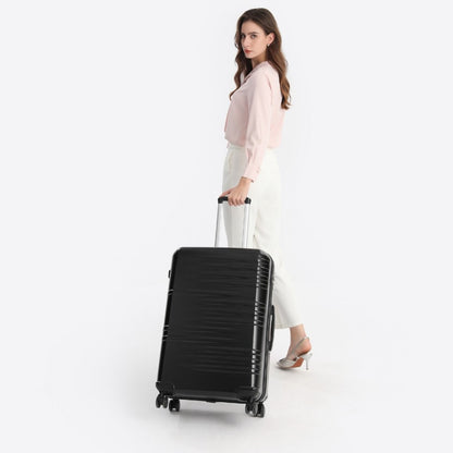 British Traveller K2391L Large Luggage in Black (74.5x49x30.5 cm) - Durable Polycarbonate and ABS Hard Shell Suitcase With TSA Lock - Luggage eStore