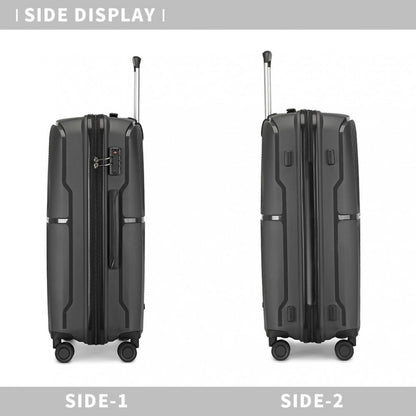 British Traveller K2393L Mid-Size Luggage in Black (67x46x27 cm) - Hard Shell Suitcase With  360° Spinner and TSA Lock - Luggage eStore