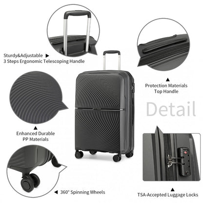 British Traveller K2393L Mid-Size Luggage in Black (67x46x27 cm) - Hard Shell Suitcase With  360° Spinner and TSA Lock - Luggage eStore