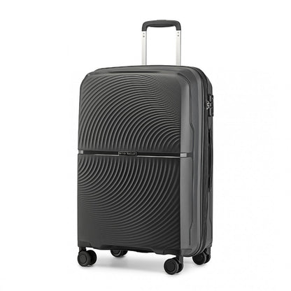 British Traveller K2393L Mid-Size Luggage in Black (67x46x27 cm) - Hard Shell Suitcase With  360° Spinner and TSA Lock - Luggage eStore