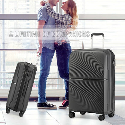 British Traveller K2393L Mid-Size Luggage in Black (67x46x27 cm) - Hard Shell Suitcase With  360° Spinner and TSA Lock - Luggage eStore