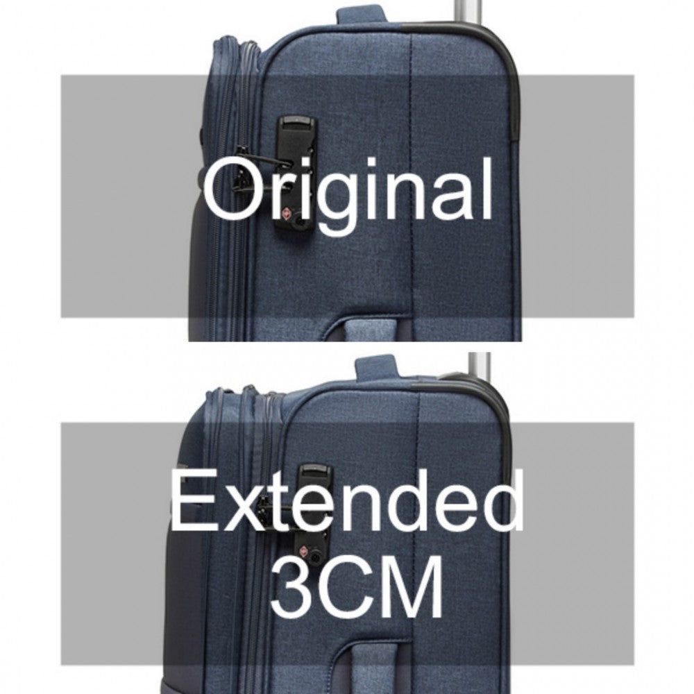 British Traveller K2397L 3-Piece Soft Shell Luggage Set in Navy - Lightweight with TSA Locks - Luggage eStore