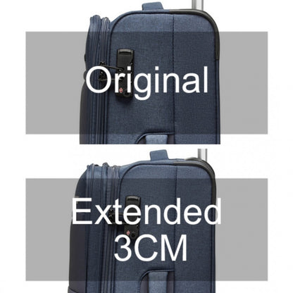 British Traveller K2397L 3-Piece Soft Shell Luggage Set in Navy - Lightweight with TSA Locks - Luggage eStore