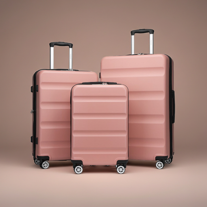 Kono KSK2482 3-Piece Luggage Set in Nude - Hard Shell ABS+PC Suitcases with TSA Lock