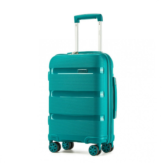 Kono KSK2492 Cabin Luggage in Blue and Green (55x38x20 cm) - PP Hardshell Lightweight and Durable - Features TSA Lock & 360° Spinner Silent Wheels - Blue and green hard-shell cabin luggage with telescopic handle and 360° spinner wheels.