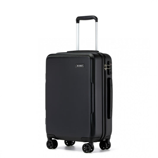 Kono KSK2494 Cabin Luggage in Black (55x38x20 cm) - Minimalist Hard Shell ABS+PC Suitcase with TSA Lock 360° Spinner Wheels - Luggage eStore