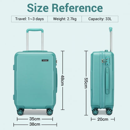 Kono KSK2494 Cabin Luggage in Blue (55x38x20 cm) - Minimalist Hard Shell ABS+PC Suitcase with TSA Lock 360° Spinner Wheels - Luggage eStore