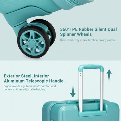Kono KSK2494 Cabin Luggage in Blue (55x38x20 cm) - Minimalist Hard Shell ABS+PC Suitcase with TSA Lock 360° Spinner Wheels - Luggage eStore