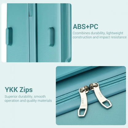 Kono KSK2494 Cabin Luggage in Blue (55x38x20 cm) - Minimalist Hard Shell ABS+PC Suitcase with TSA Lock 360° Spinner Wheels - Luggage eStore