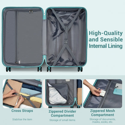 Kono KSK2494 Cabin Luggage in Blue (55x38x20 cm) - Minimalist Hard Shell ABS+PC Suitcase with TSA Lock 360° Spinner Wheels - Luggage eStore