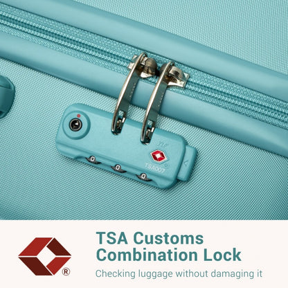 Kono KSK2494 Cabin Luggage in Blue (55x38x20 cm) - Minimalist Hard Shell ABS+PC Suitcase with TSA Lock 360° Spinner Wheels - Luggage eStore