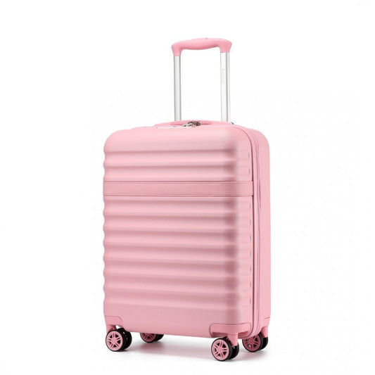 Kono KSK2484 Cabin Luggage in Pink (55x39x20cm) - Expandable Lightweight Hard Shell Suitcase with TSA Lock - Luggage eStore