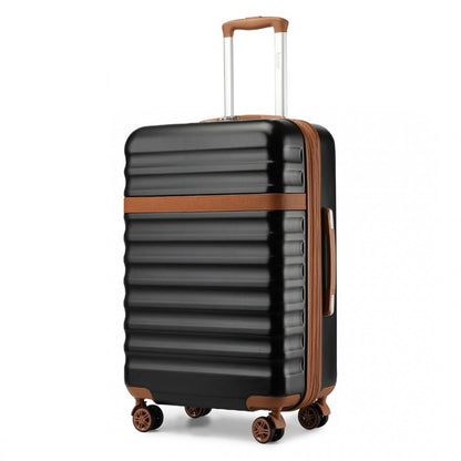 Kono KSK2484 Large Luggage in Black and Tan (75x47.5x29.5cm) - Expandable Lightweight Hard Shell Suitcase with TSA Lock
