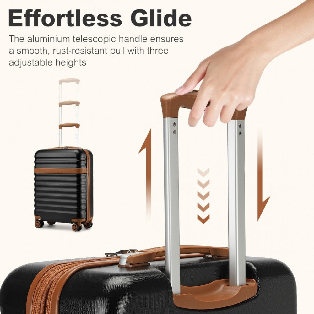 Kono KSK2484 Large Luggage in Black and Tan (75x47.5x29.5cm) - Expandable Lightweight Hard Shell Suitcase with TSA Lock