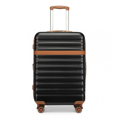 Kono KSK2484 Large Luggage in Black and Tan (75x47.5x29.5cm) - Expandable Lightweight Hard Shell Suitcase with TSA Lock