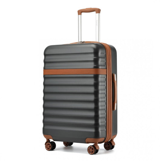 Kono KSK2484 Large Luggage in Grey and Tan (75x47.5x29.5cm) - Expandable Lightweight Hard Shell Suitcase with TSA Lock - Luggage eStore