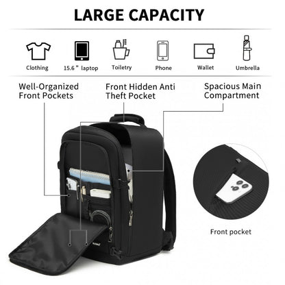 Kono BPK2531S Backpack in Black – Smart and Practical Laptop Backpack, Designed for Work, Travel & Everyday Use