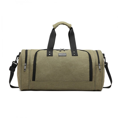 E1957 - Kono Canvas Barrel Duffle Travel Bag - Green - Luggage eStore