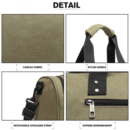 E1957 - Kono Canvas Barrel Duffle Travel Bag - Green - Luggage eStore