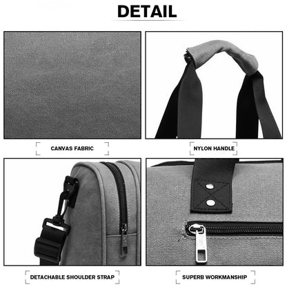E1957 - Kono Canvas Barrel Duffle Travel Bag - Grey - Luggage eStore